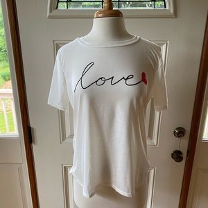 White “LOVE” top, size XL